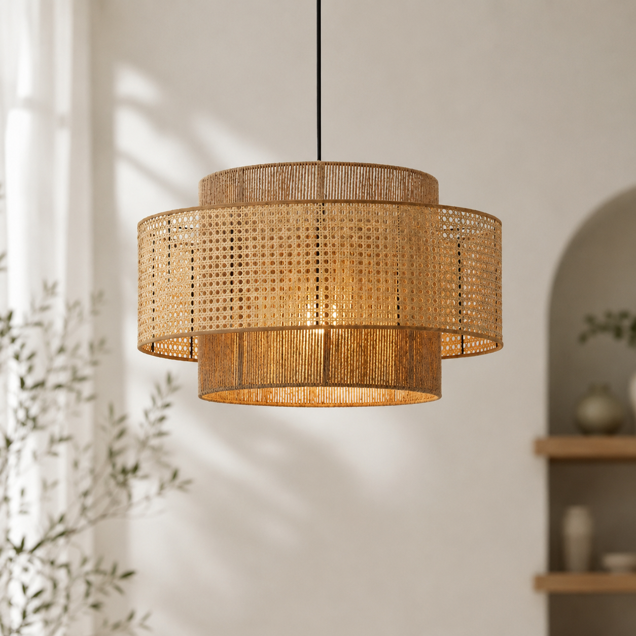 Kara Wabi-Sabi Rattan Hängeleuchte – Natürliche Pendelleuchte